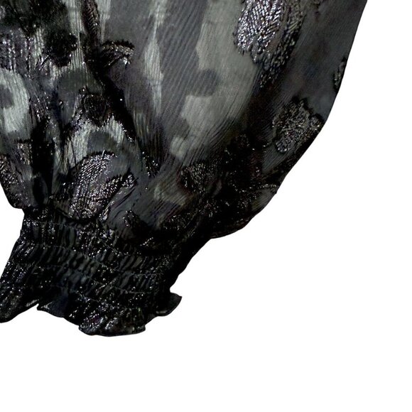 CHICO'S Womens Evening Top Large (Chicos 2) Black Tee Shimmer Sheer Sleeves NWOT - Picture 8 of 9